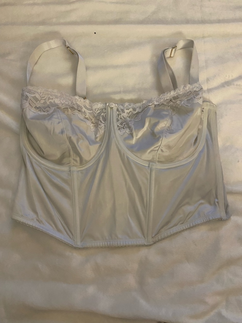 Classic Lace-Trim Longline Bra Corset in Ivory